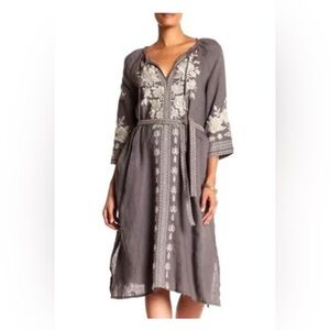 Linen Gray Embroidered CARMELITA Dress